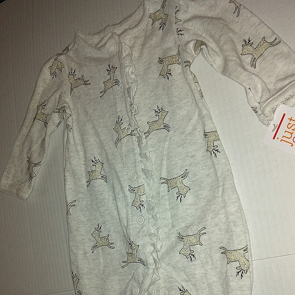 Tis The Season' For Adorable sparkly Reindeer infant Carters Layette Sleeper☆ - Picture 4 of 11